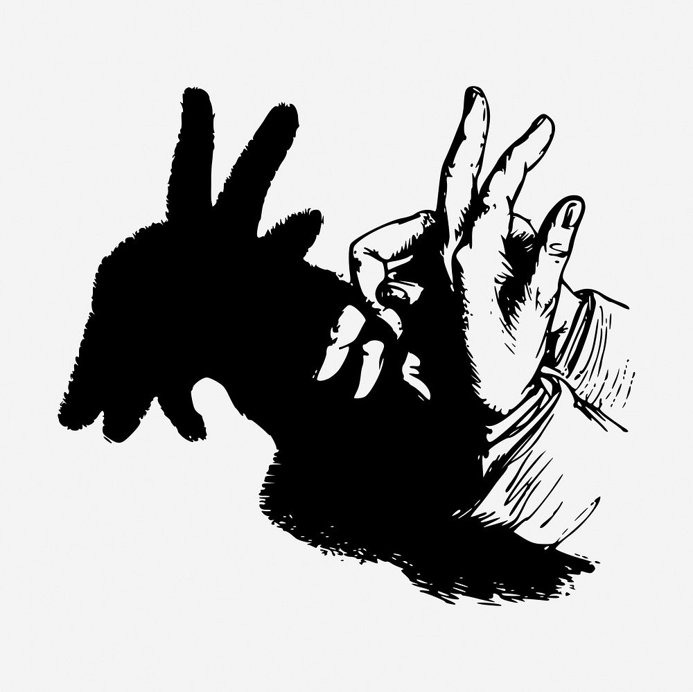 Goat hand shadow puppet illustration. Free public domain CC0 image.