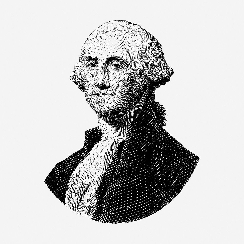 George Washington clipart, famous person vintage illustration vector. Free public domain CC0 image.