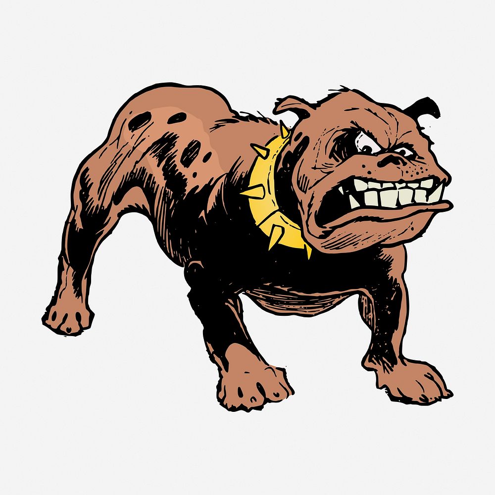 Angry bulldog clipart, animal vintage illustration. Free public domain CC0 image.