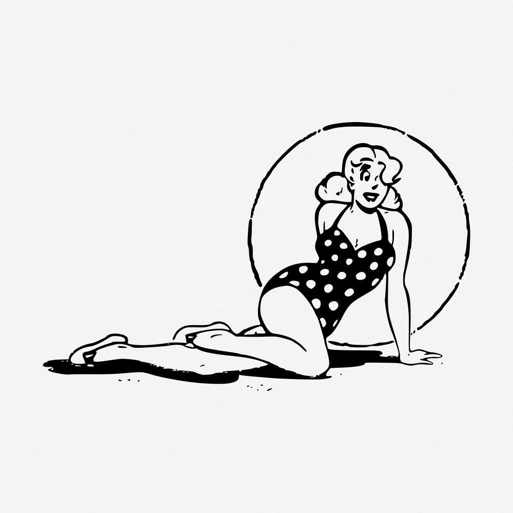Summer woman clipart, fashion vintage illustration vector. Free public domain CC0 image.