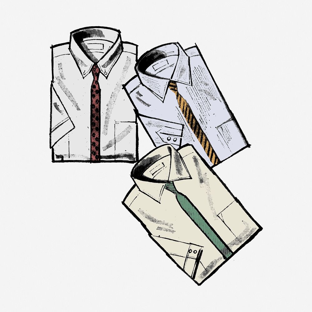 Folded shirts clipart, vintage apparel illustration vector. Free public domain CC0 image.