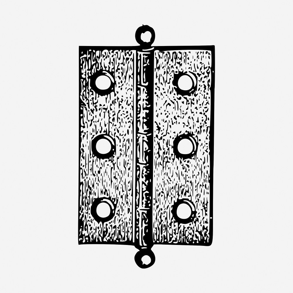 Vintage door hinge drawing, object illustration. Free public domain CC0 image.
