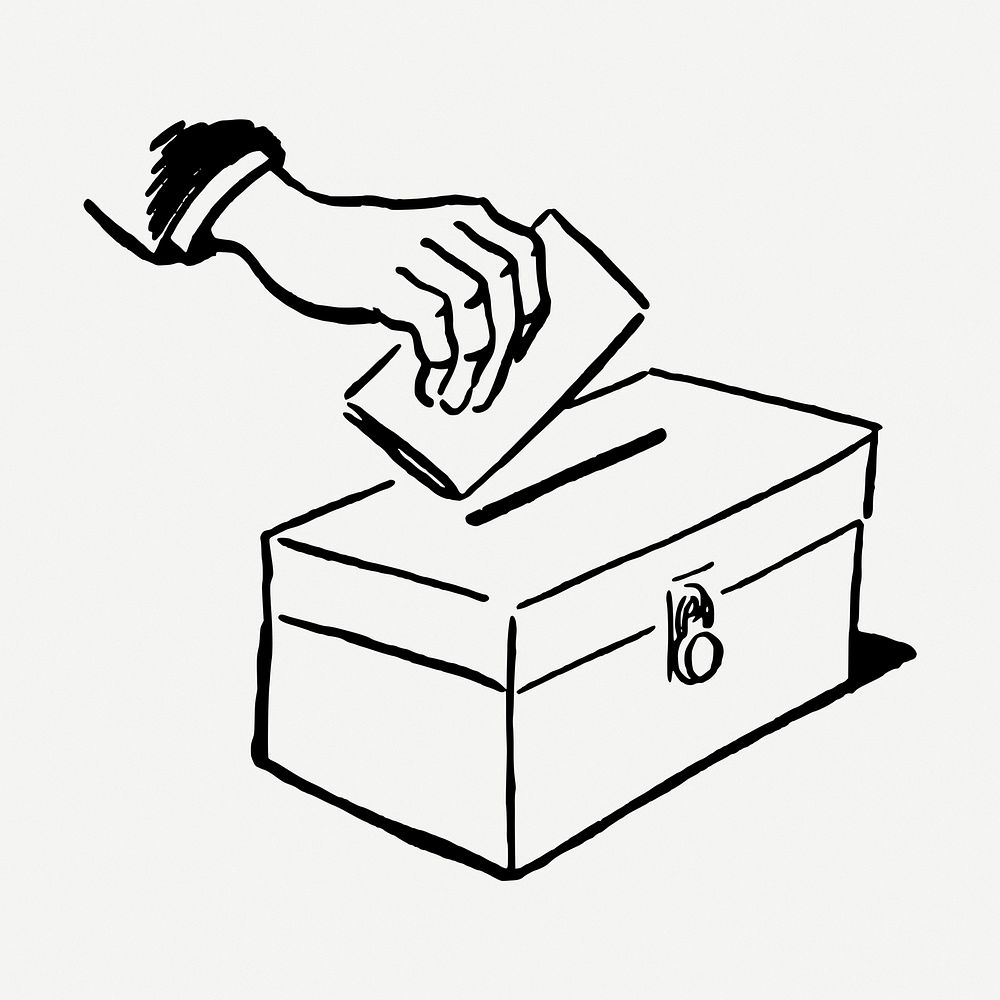 Hand voting drawing, election vintage illustration psd. Free public domain CC0 image.