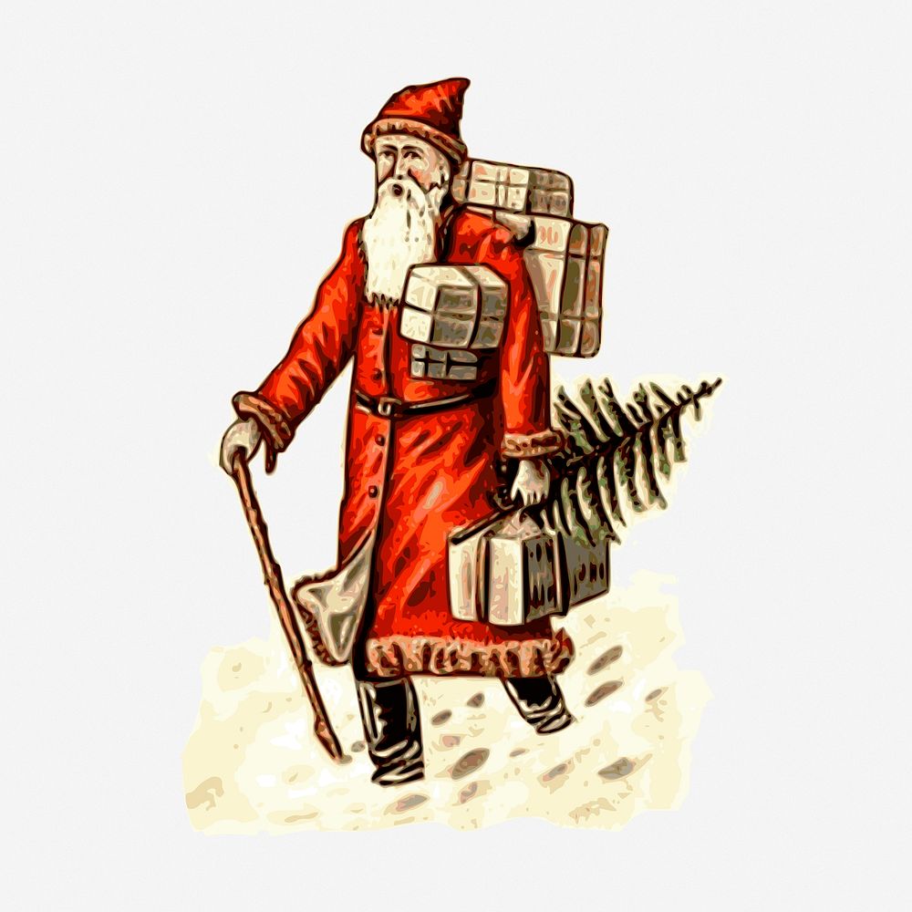 Santa Claus clipart, Christmas vintage illustration vector. Free public domain CC0 image.