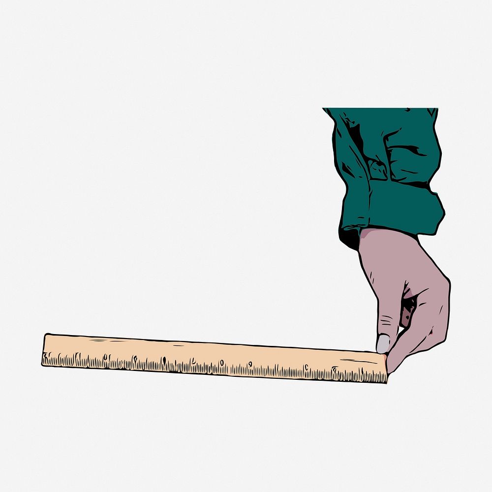 Hand holding ruler clipart, vintage illustration vector. Free public domain CC0 image.