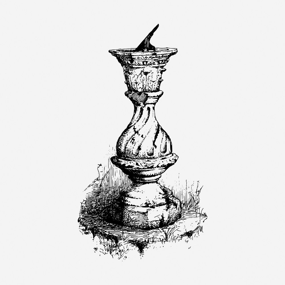 Water fountain drawing, decoration vintage illustration. Free public domain CC0 image.