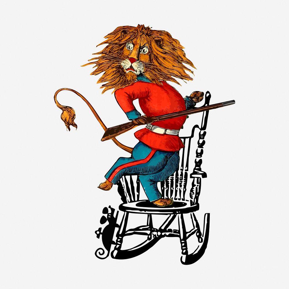Lion royal guard clipart, animal cartoon illustration. Free public domain CC0 image.