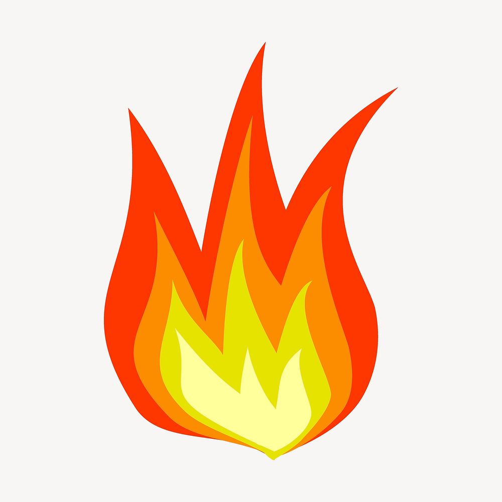 Orange flame clipart, icon illustration. Free public domain CC0 image.