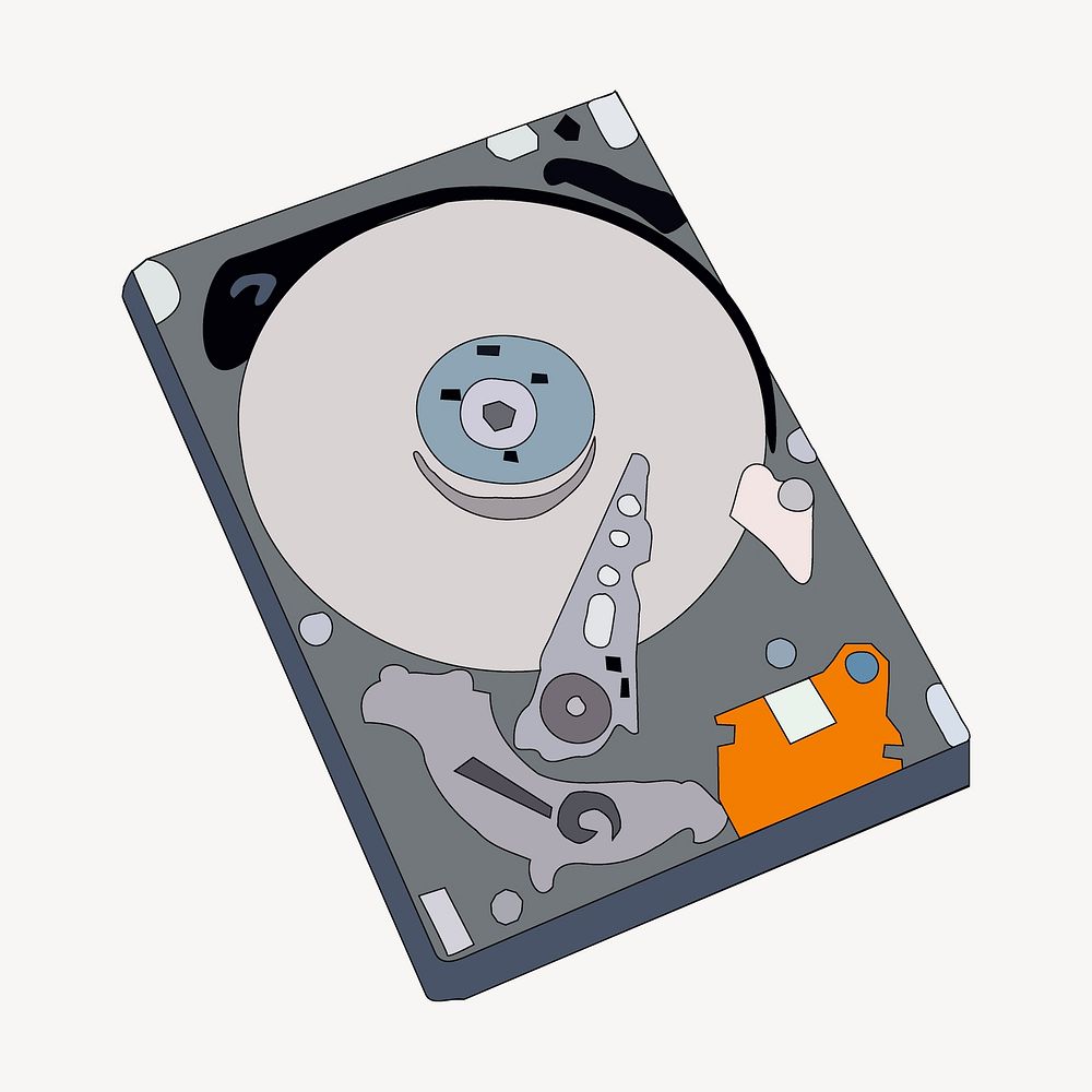 Computer hard disk sticker, technology illustration vector. Free public domain CC0 image.
