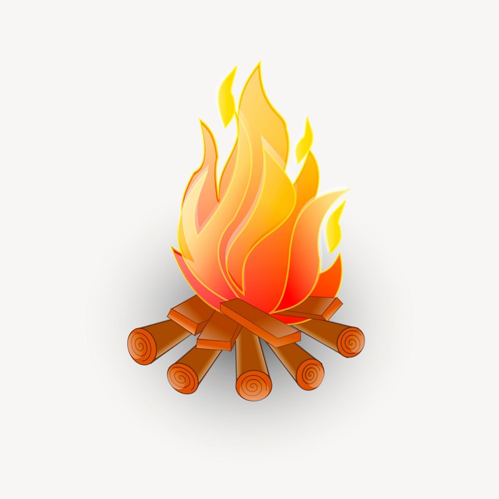Campfire sticker, flame illustration vector. Free public domain CC0 image.