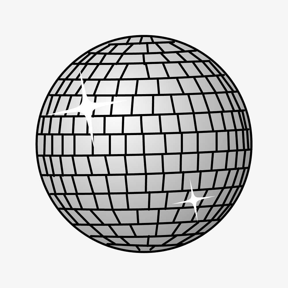 Disco ball sticker, party decor illustration vector. Free public domain CC0 image.