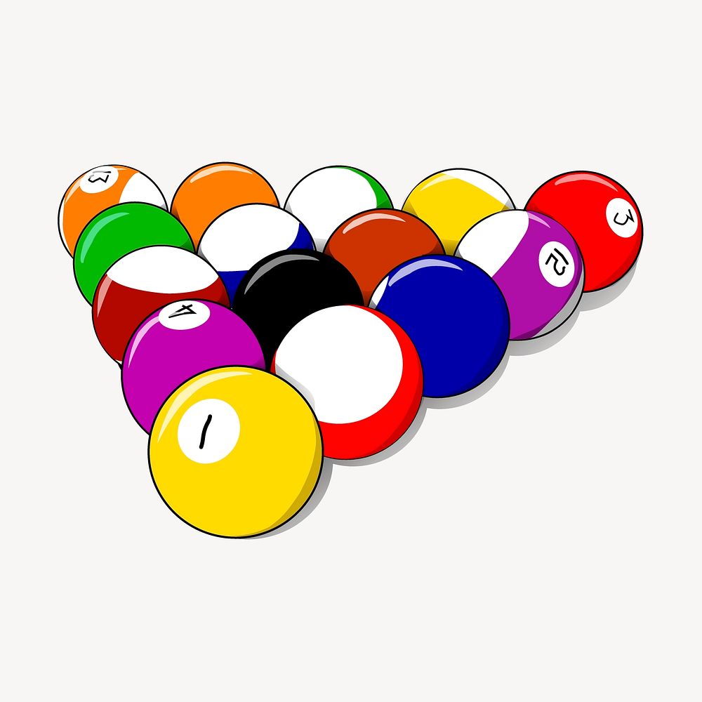 Pool balls rack sticker, sport illustration vector. Free public domain CC0 image.