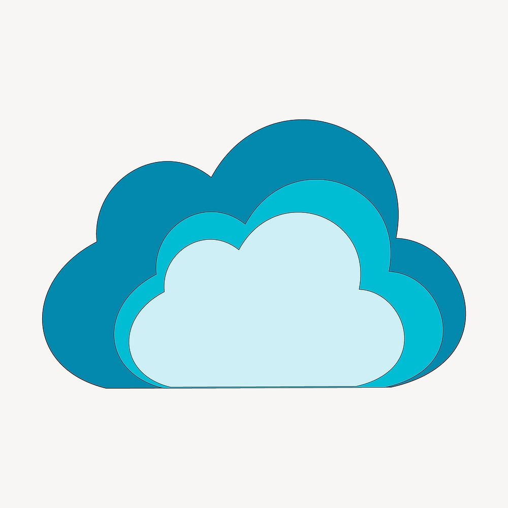 Blue cloud sticker, icon illustration vector. Free public domain CC0 image.