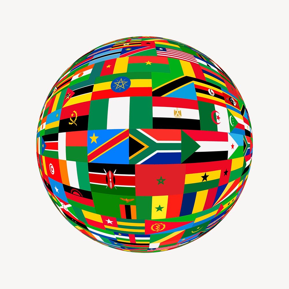 Flag globe sticker, international symbols illustration vector. Free public domain CC0 image.
