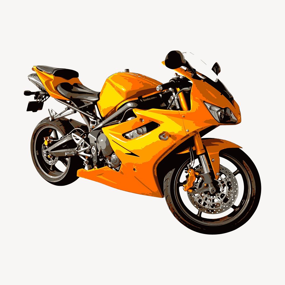 Orange motorbike, vehicle illustration. Free public domain CC0 image.