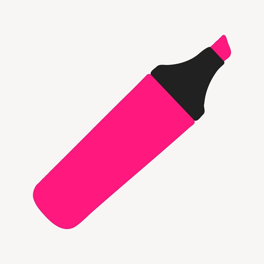 Pink highlighter clipart, stationery illustration. Free public domain CC0 image.