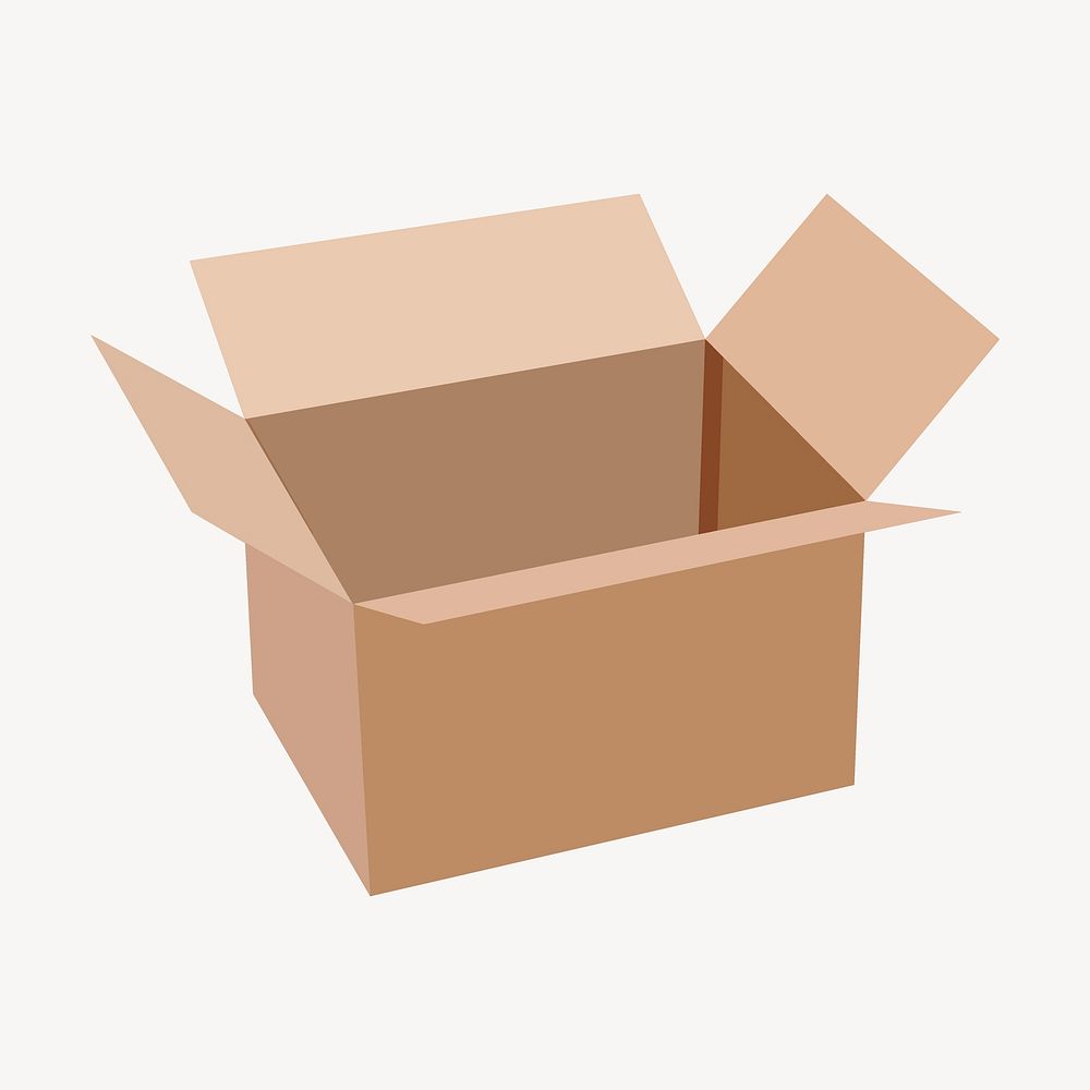 Open parcel box sticker, object illustration vector. Free public domain CC0 image.