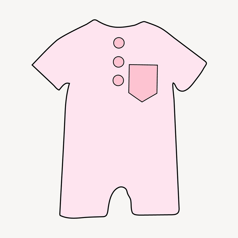 Pink baby romper, kids apparel illustration. Free public domain CC0 image.