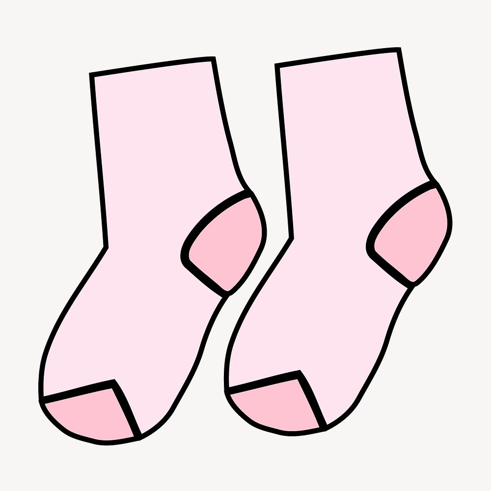 Pink socks doodle clipart, kids clothing illustration psd. Free public domain CC0 image.