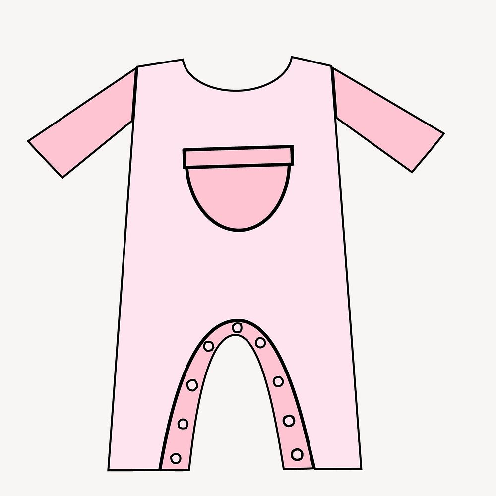 Pink baby romper clipart, kids clothing illustration psd. Free public domain CC0 image.