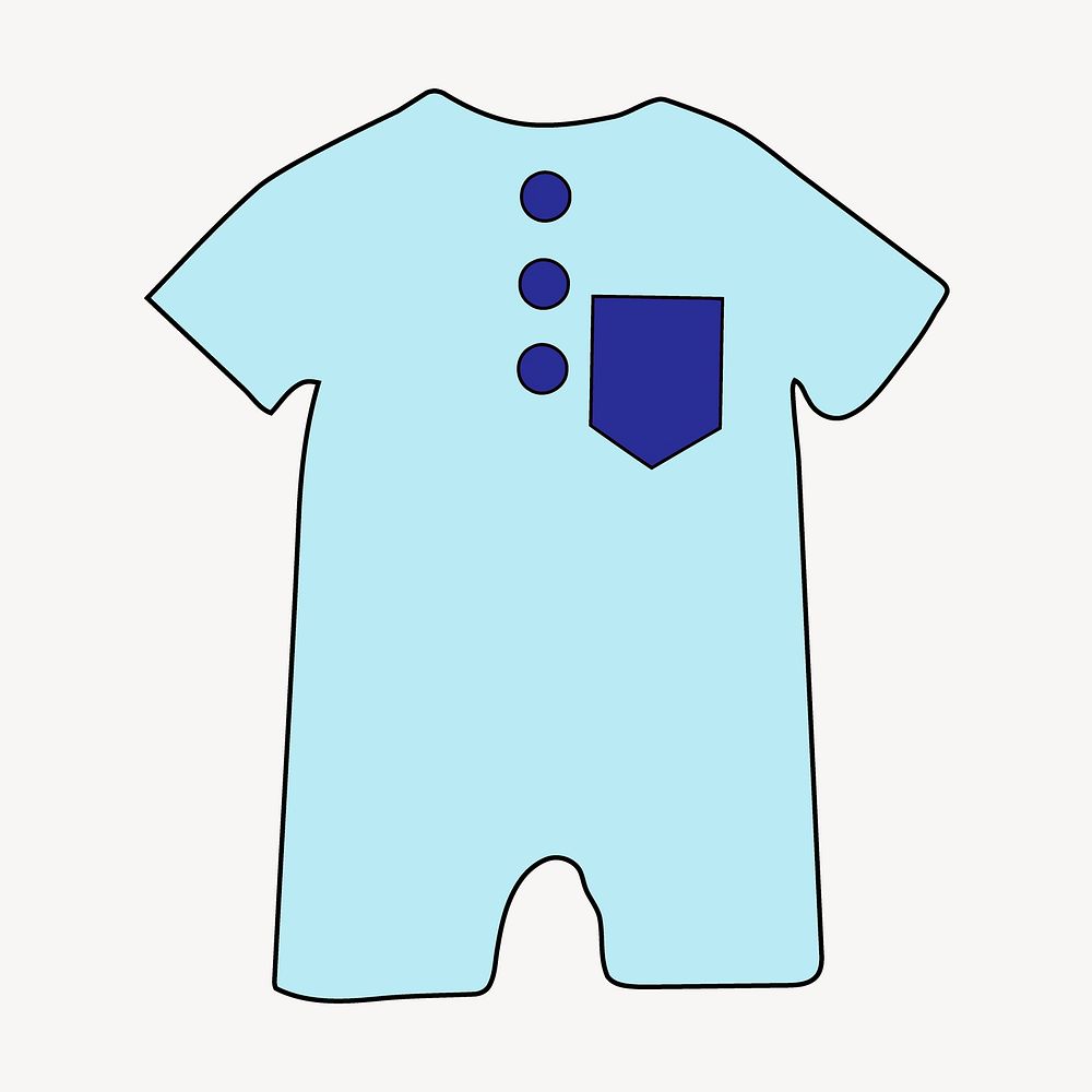 Blue baby romper clipart, kids clothing illustration psd. Free public domain CC0 image.