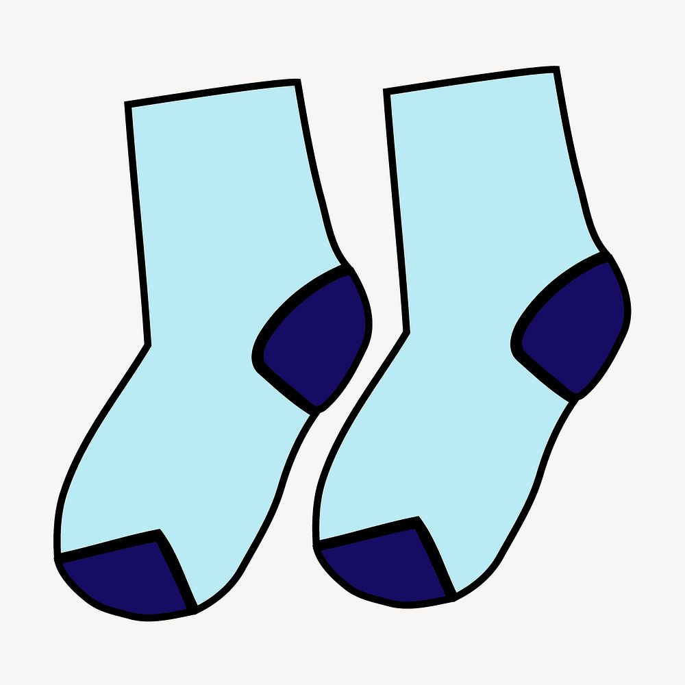 Blue socks doodle clipart, kids clothing illustration psd. Free public domain CC0 image.