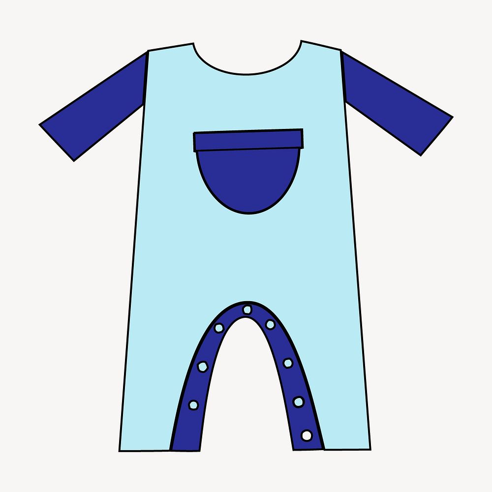 Blue baby romper sticker, kids apparel illustration vector. Free public domain CC0 image.