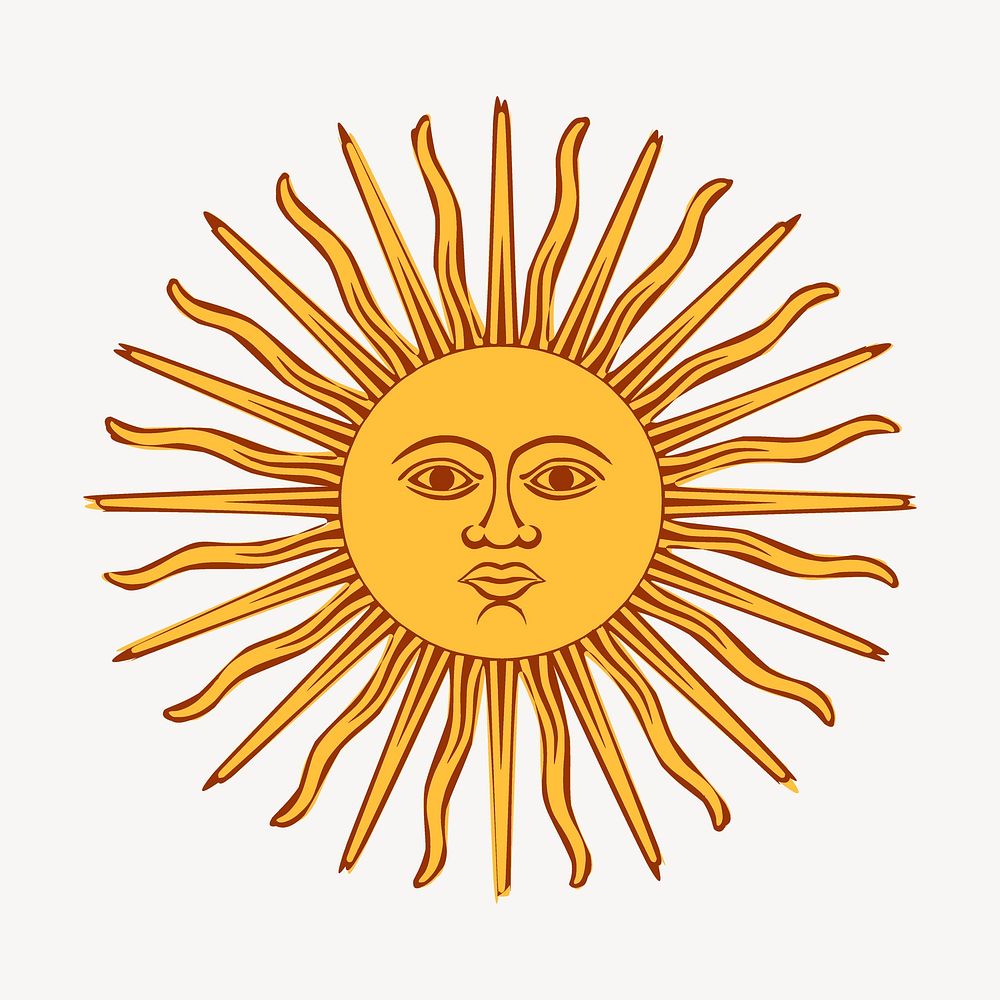 Celestial sun clipart, astrology illustration psd. Free public domain CC0 image.
