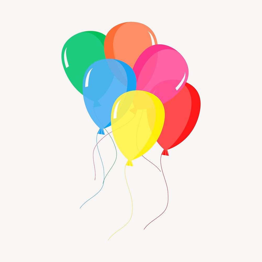 Floating balloons sticker, party decor illustration vector. Free public domain CC0 image.