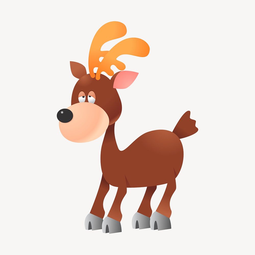 Reindeer sticker, cartoon animal illustration vector. Free public domain CC0 image.