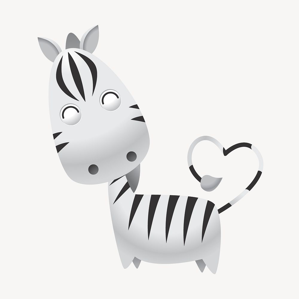 Cartoon zebra clipart, cute animal illustration. Free public domain CC0 image.