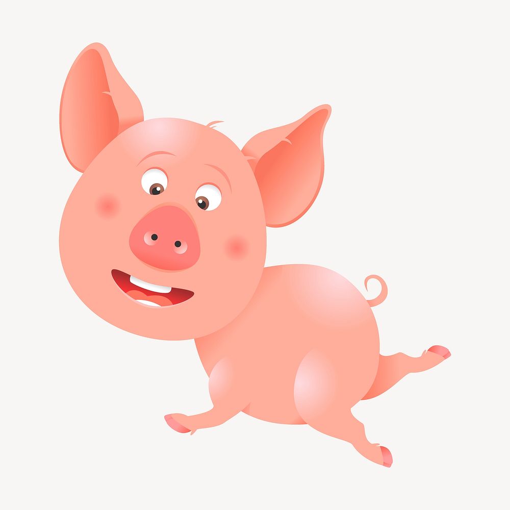 Smiling pig sticker, cartoon animal illustration vector. Free public domain CC0 image.