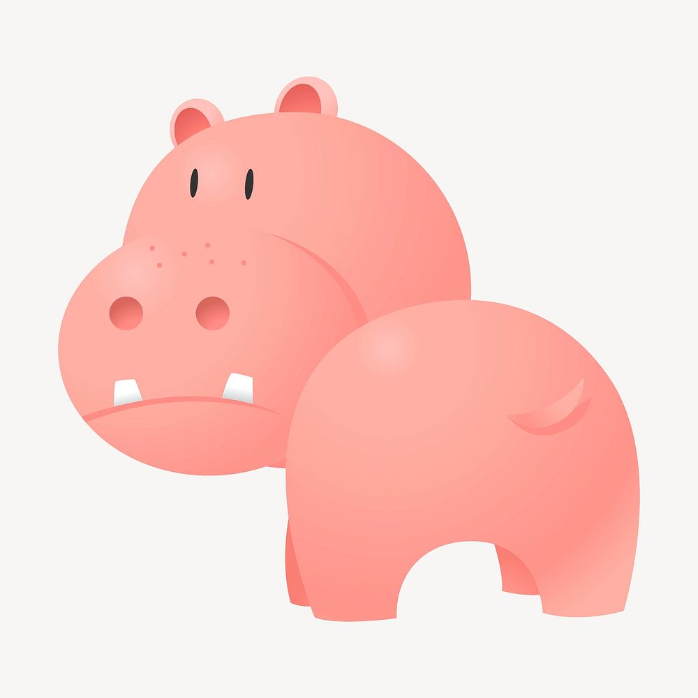 Pink hippopotamus clipart, cartoon animal illustration psd. Free public domain CC0 image.
