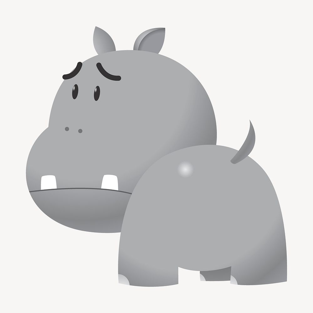 Sad hippopotamus clipart, cartoon animal illustration psd. Free public domain CC0 image.