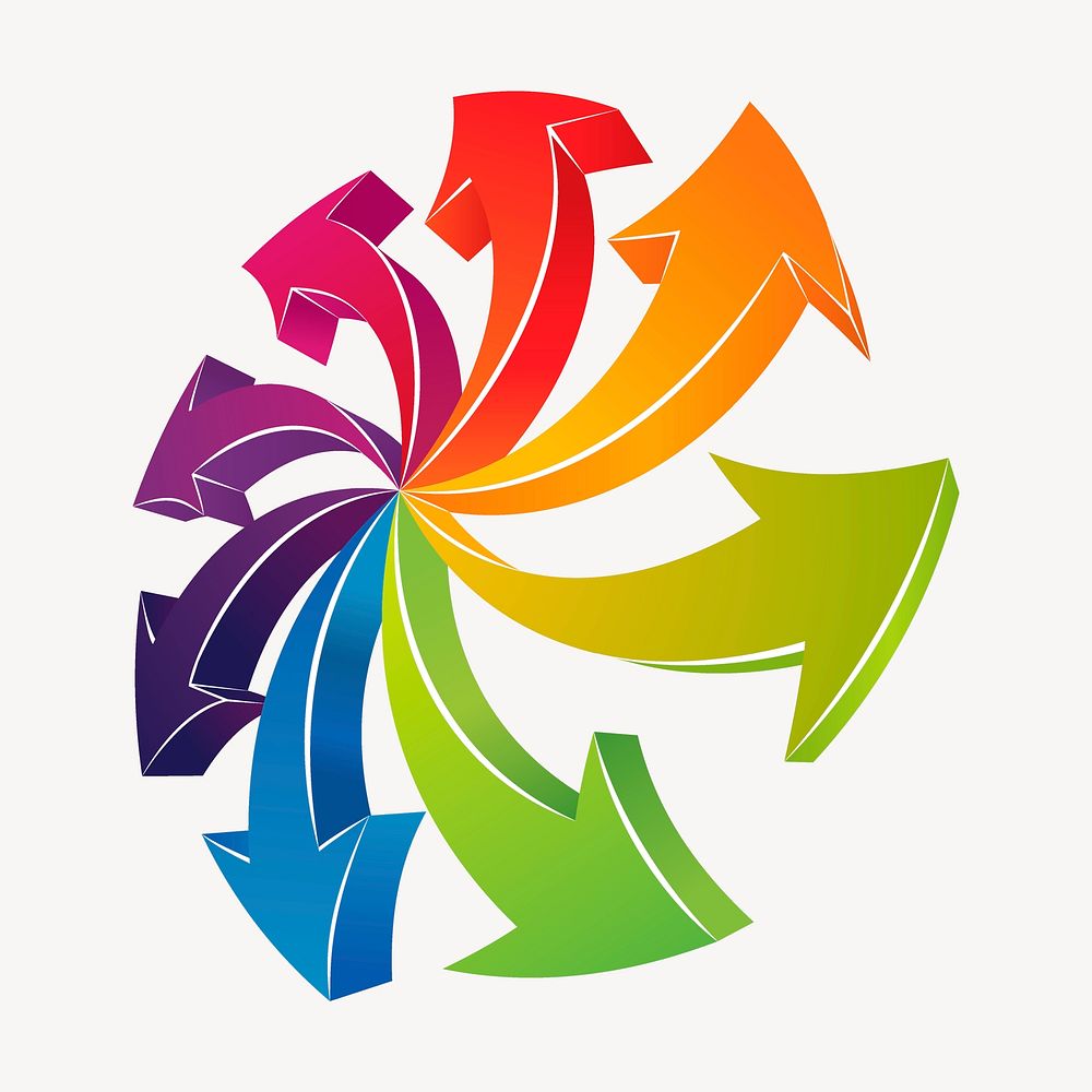 Colorful arrows sticker, business illustration vector. Free public domain CC0 image.