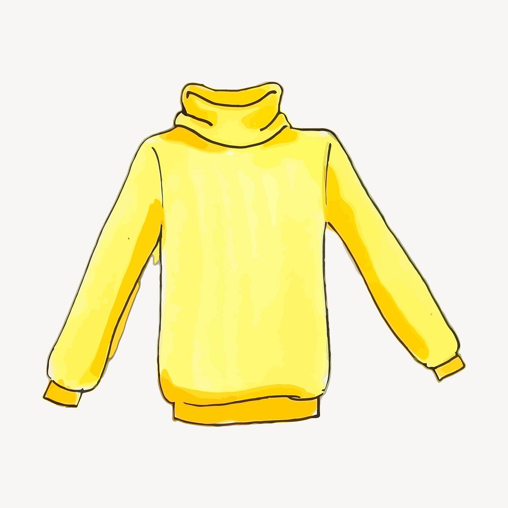 Yellow turtleneck sticker, fashion, watercolor | Free Vector - rawpixel