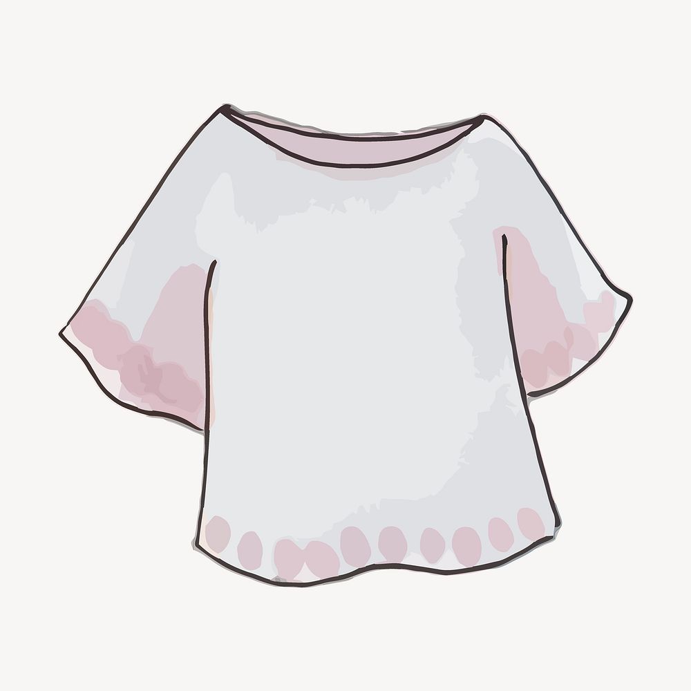 Women's blouse sticker, fashion, watercolor illustration vector. Free public domain CC0 image.