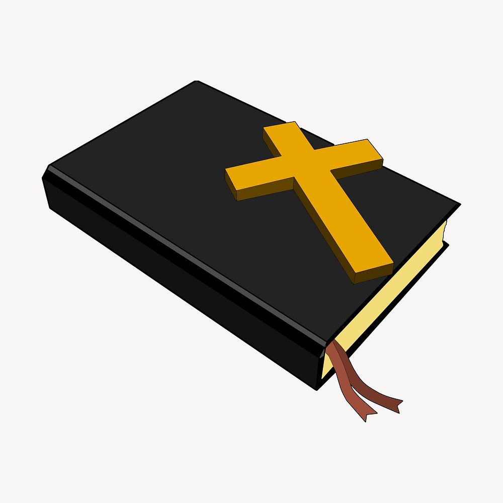 Bible and cross clipart, religious illustration psd. Free public domain CC0 image.