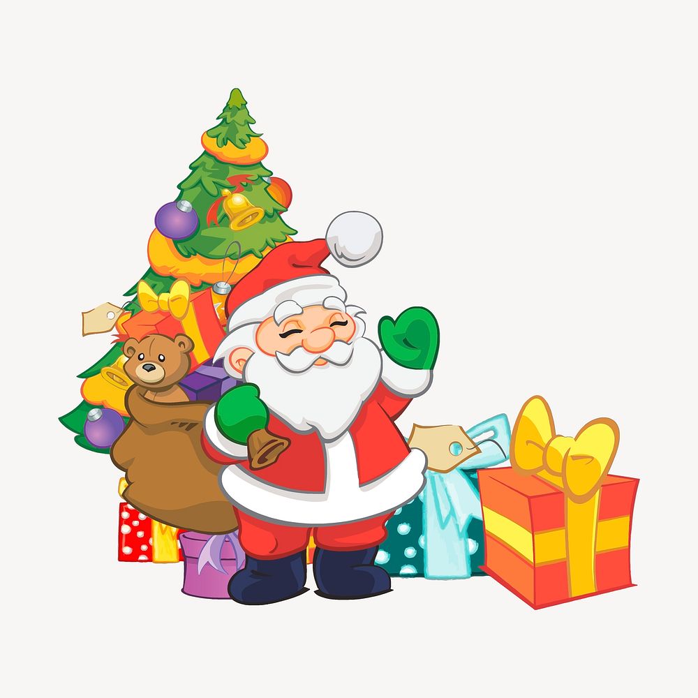 Santa Claus sticker, Christmas illustration vector. Free public domain CC0 image.