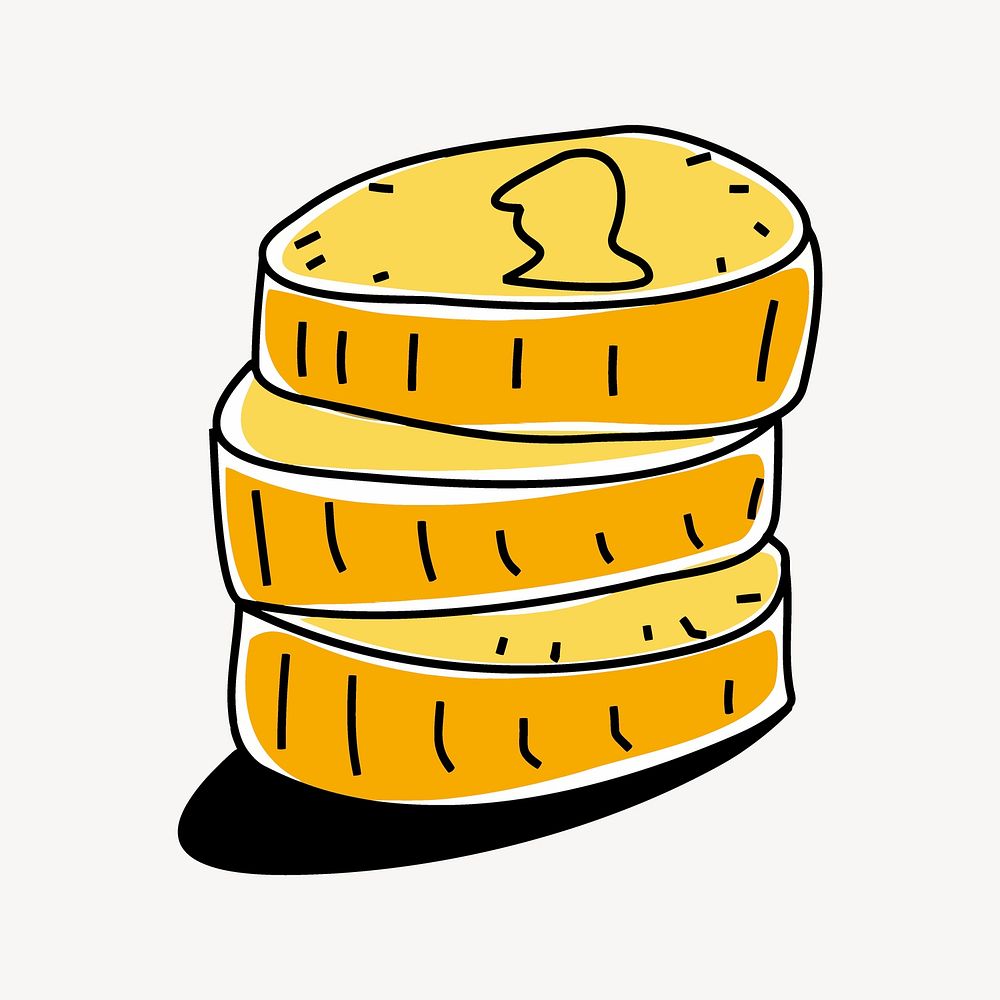 Stacked coins sticker, finance illustration vector. Free public domain CC0 image.