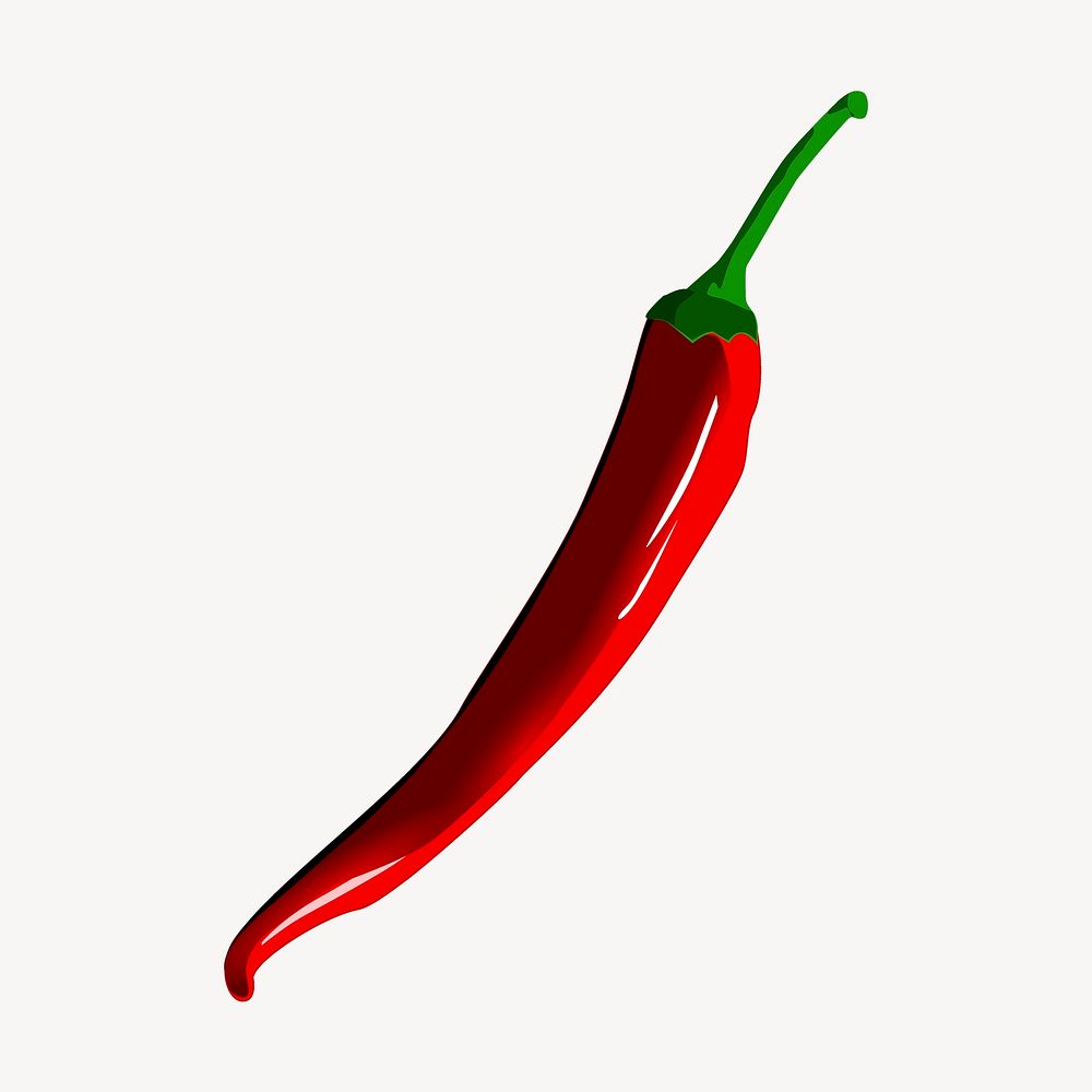 Red chili, vegetable illustration. Free public domain CC0 image.