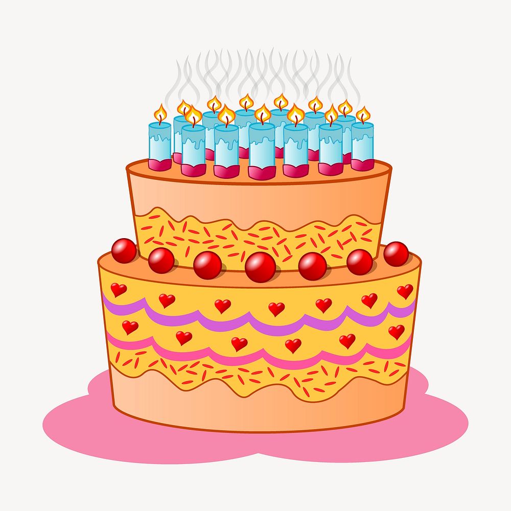 Birthday cake, celebration illustration. Free public domain CC0 image.