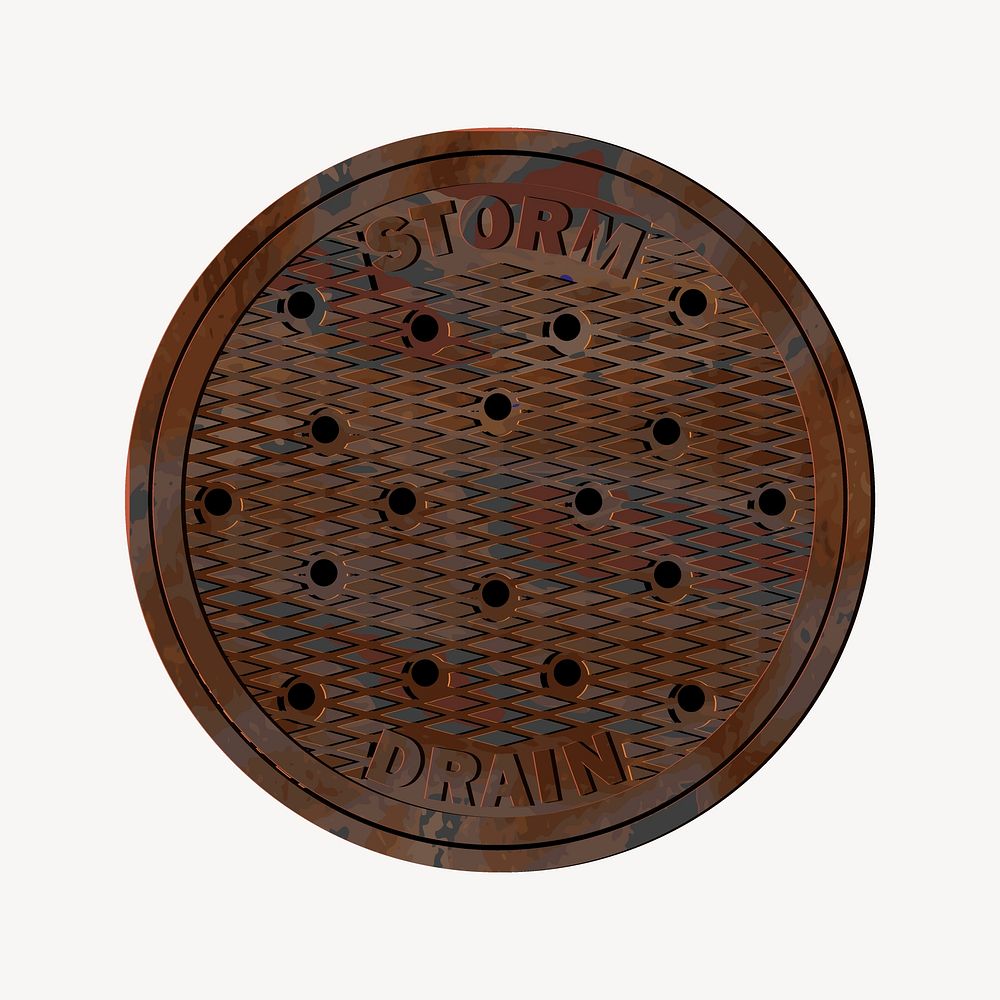 Storm drain sticker, metal illustration vector. Free public domain CC0 image.