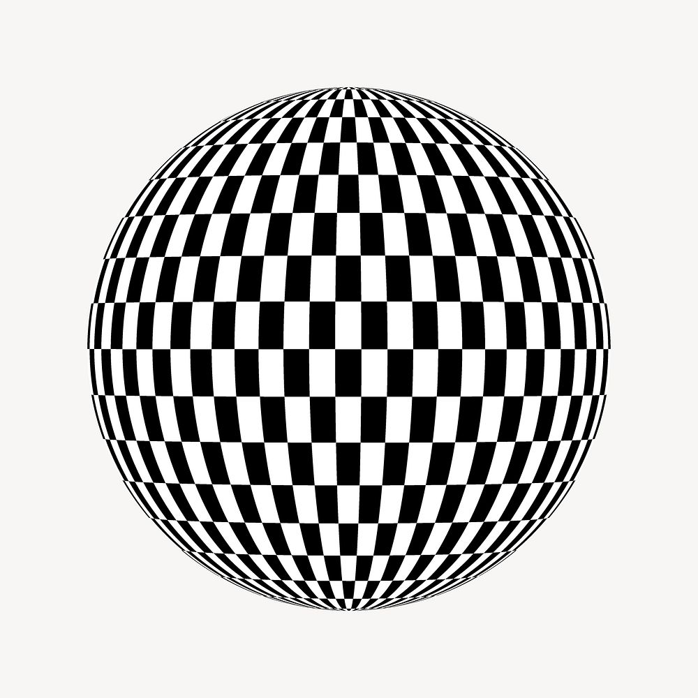 Optical illusion globe clipart, geometric shape illustration psd. Free public domain CC0 image.