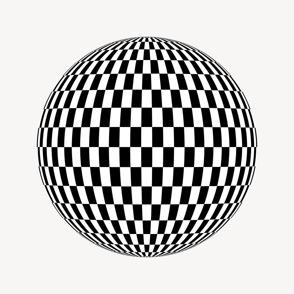 Optical illusion globe clipart, geometric shape illustration. Free public domain CC0 image.