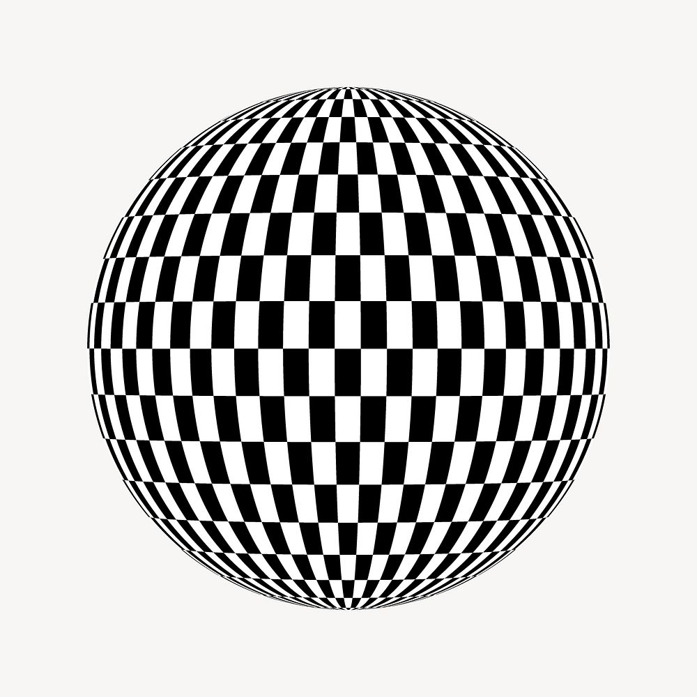 Optical illusion globe sticker, geometric shape illustration vector. Free public domain CC0 image.