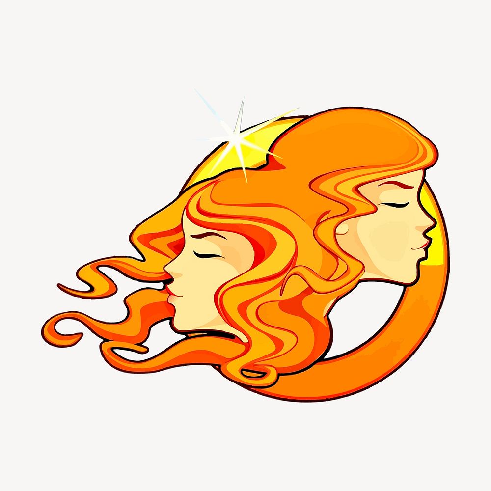 Gemini symbol sticker, astrology sign illustration vector. Free public domain CC0 image.