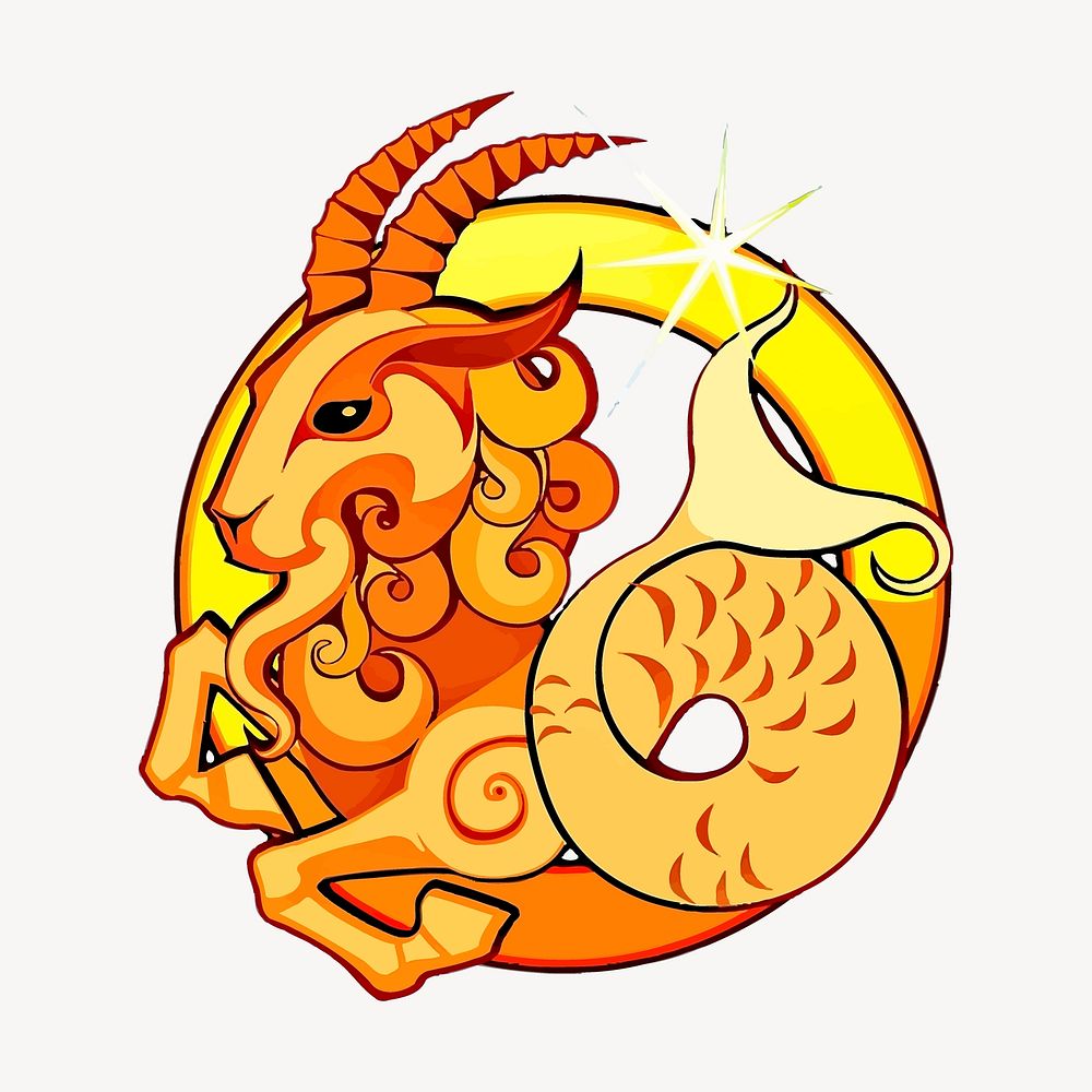 Capricorn symbol, astrology sign illustration. Free public domain CC0 image.
