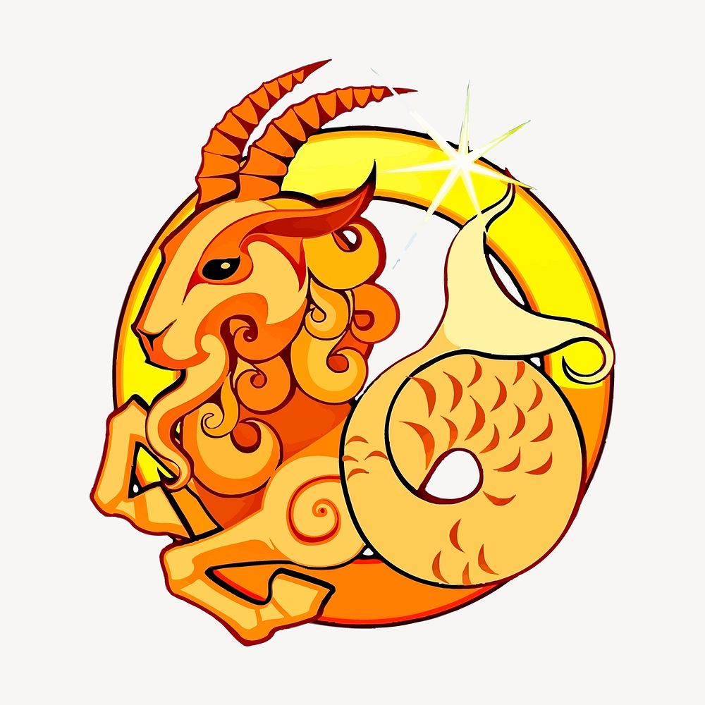 Capricorn symbol sticker, astrology sign illustration vector. Free public domain CC0 image.