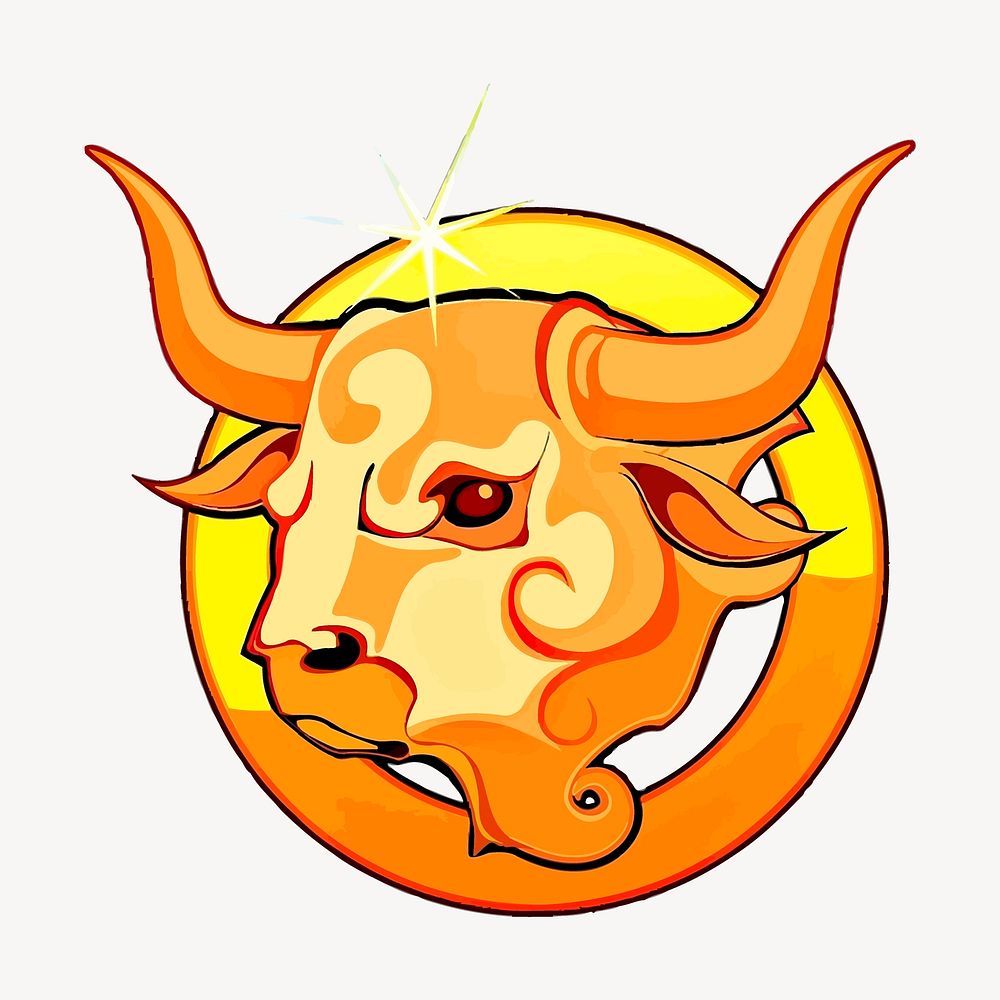 Taurus symbol sticker, astrology sign illustration vector. Free public domain CC0 image.